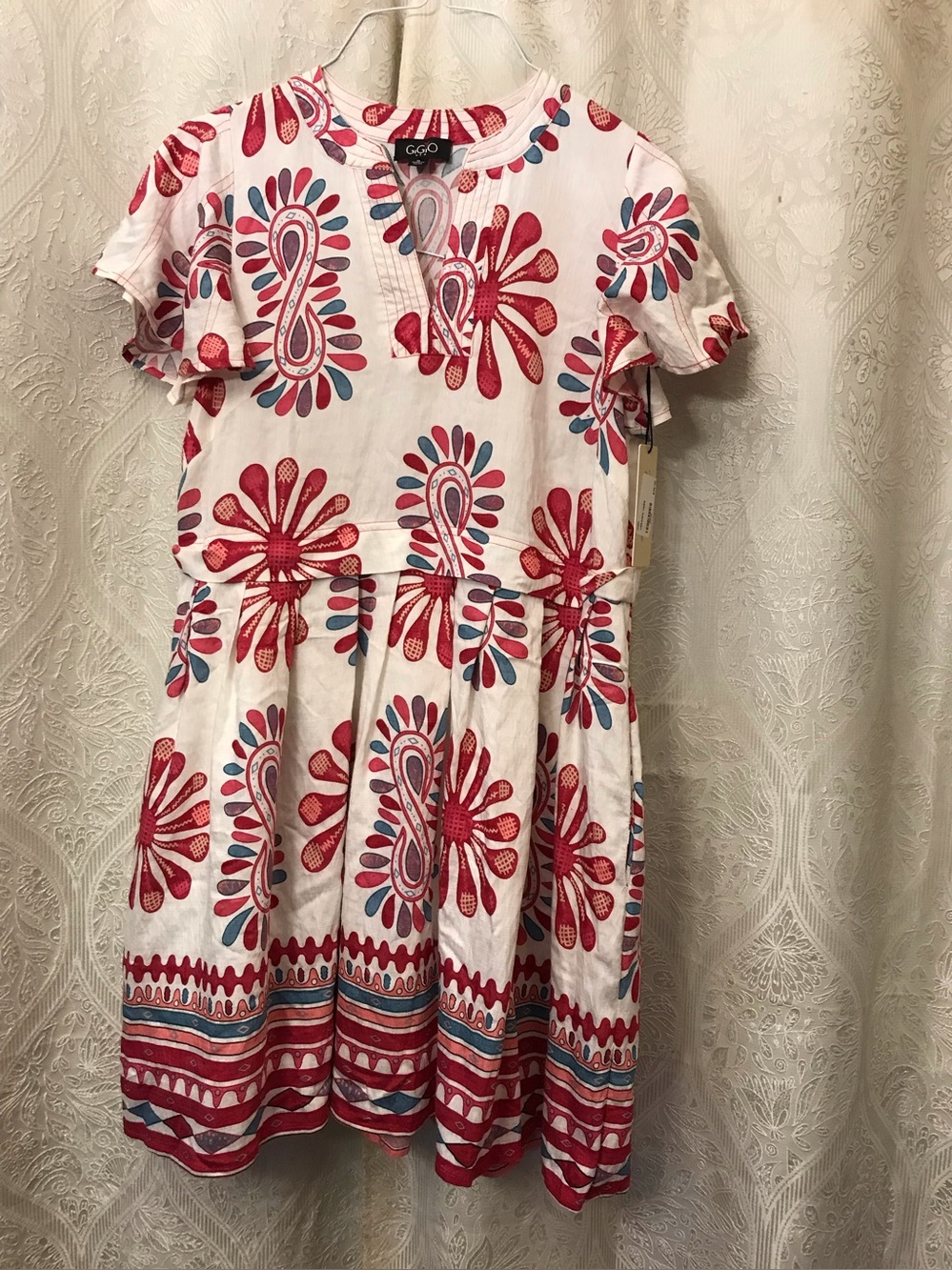 GEO Red & Blue Floral Cotton Dress - Women's Lightweight Summer Dress